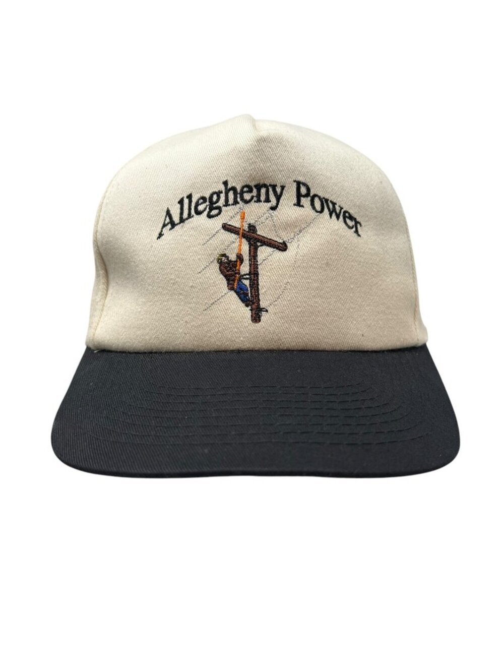 Allegheny Power Vintage Lineman Snapback Hat Utility Electrician Workwear Cap